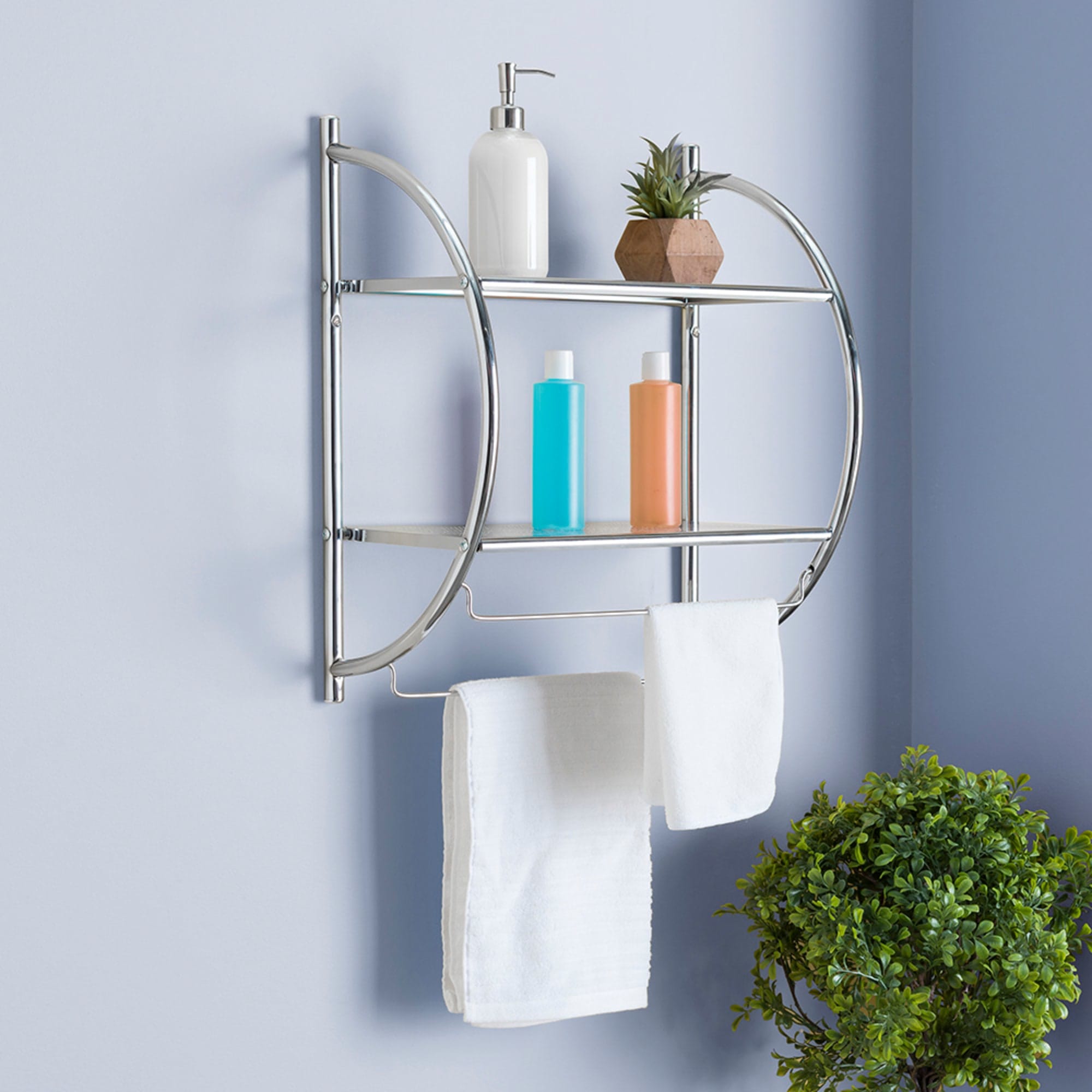 Home Basics Chrome Plated Steel Wall Mounted Paper Towel Holder with Basket, KITCHEN ORGANIZATION