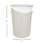 Load image into Gallery viewer, Home Basics Round Bamboo Hamper, Grey $15.00 EACH, CASE PACK OF 6
