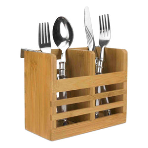 Home Basics Bamboo Utensil Holder With Built-In Hooks, Natural $6.00 EACH, CASE PACK OF 12