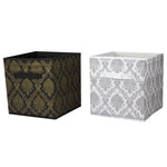 Load image into Gallery viewer, Home Basics Metallic Damask Non-Woven Fabric Collapsible Storage Cube with Built-in Handle - Assorted Colors
