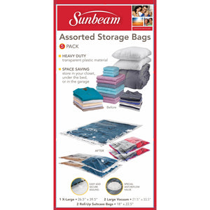 Home Basics Assorted Vacuum Storage Bags, (Pack of 5), Clear, $7.00 EACH, CASE PACK OF 12