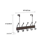 Load image into Gallery viewer, Home Basics Over the Door 5 Hook Hanging Rack, Bronze $6.00 EACH, CASE PACK OF 12
