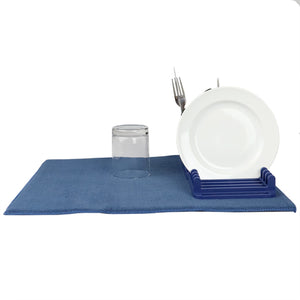 Michael Graves Design 3 Section Plastic  Dish Drying Rack with Super Absorbent Microfiber Mat, Indigo $8.00 EACH, CASE PACK OF 6