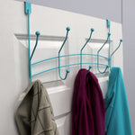 Load image into Gallery viewer, Home Basics Shelby 5 Hook Over the Door Hanging Rack, Turquoise $5.00 EACH, CASE PACK OF 12
