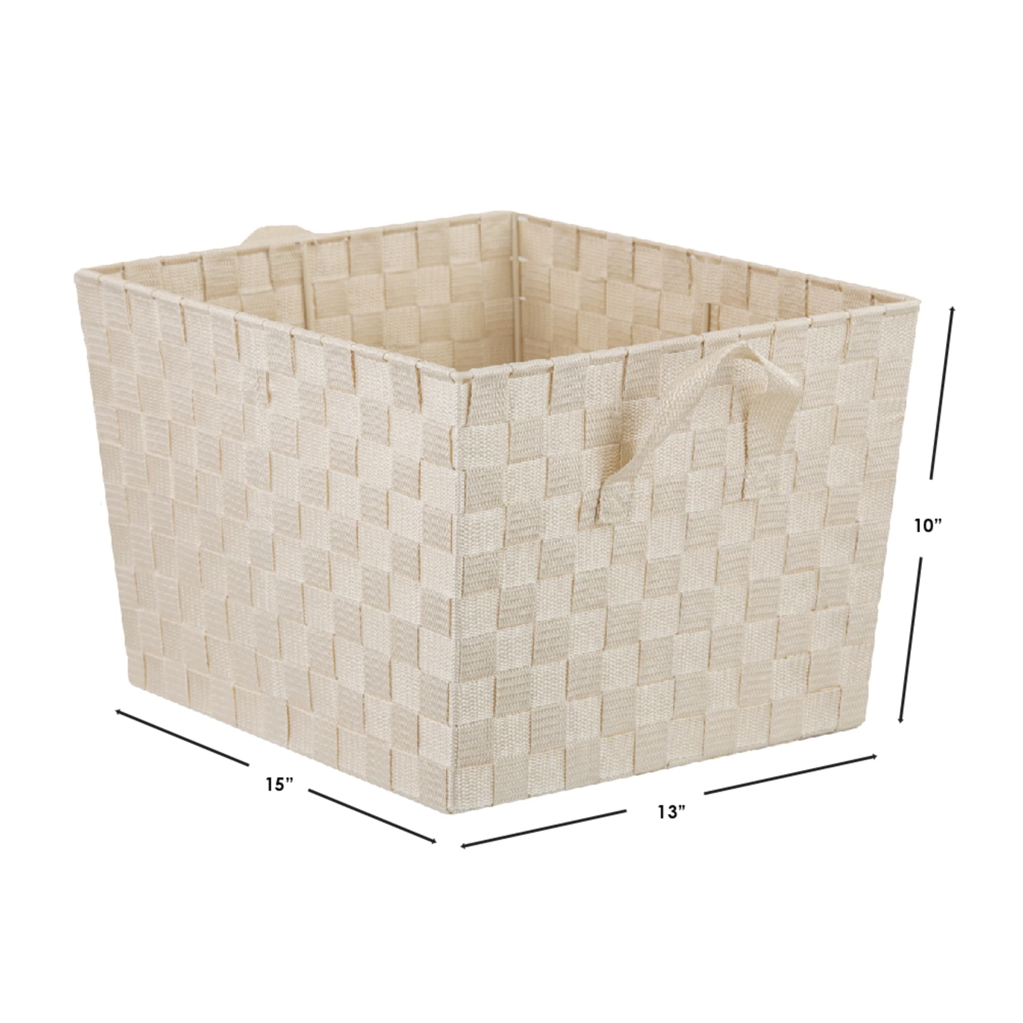 Home Basics X-Large Polyester Woven Strap Open Bin, Ivory $10.00 EACH, CASE PACK OF 6