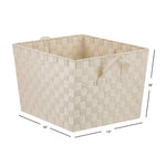 Load image into Gallery viewer, Home Basics X-Large Polyester Woven Strap Open Bin, Ivory $10.00 EACH, CASE PACK OF 6
