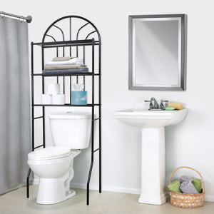 Home Basics 3-Shelf Bathroom Space Saver, Black