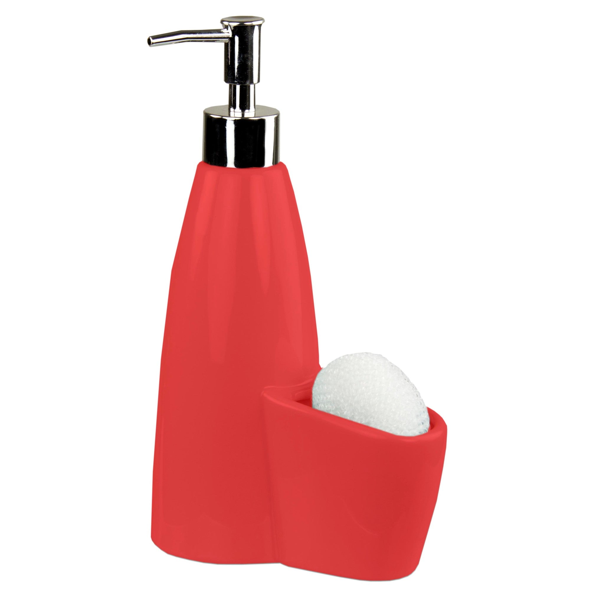 Home Basics Tall Ceramic Soap Dispenser with Sponge - Assorted Colors