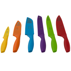 Home Basics 6 Stainless Steel  Knife Set with Colorful Slip Covers $8.00 EACH, CASE PACK OF 12