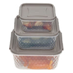 Load image into Gallery viewer, Home Basics Crystal 3 Piece Square Food Storage Containers with Locking Lids, 18.59 oz, 33.81 oz, 57.48 oz $4 EACH, CASE PACK OF 12
