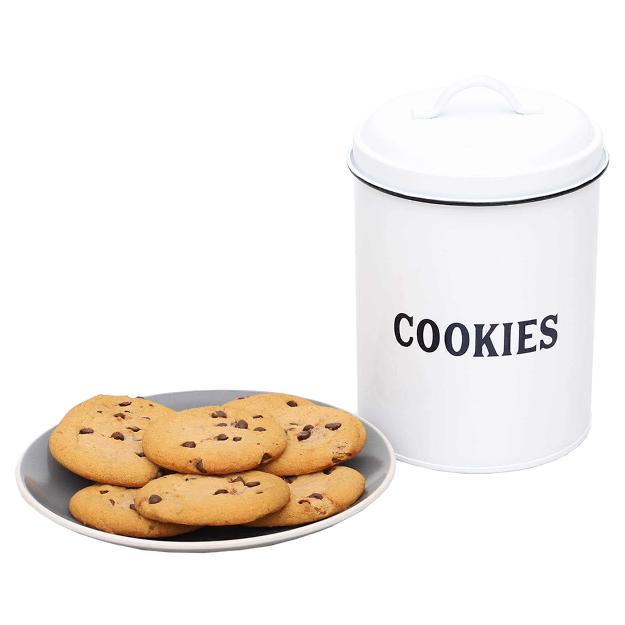 Home Basics Countryside Cookies Tin Canister, White $10.00 EACH, CASE PACK OF 12