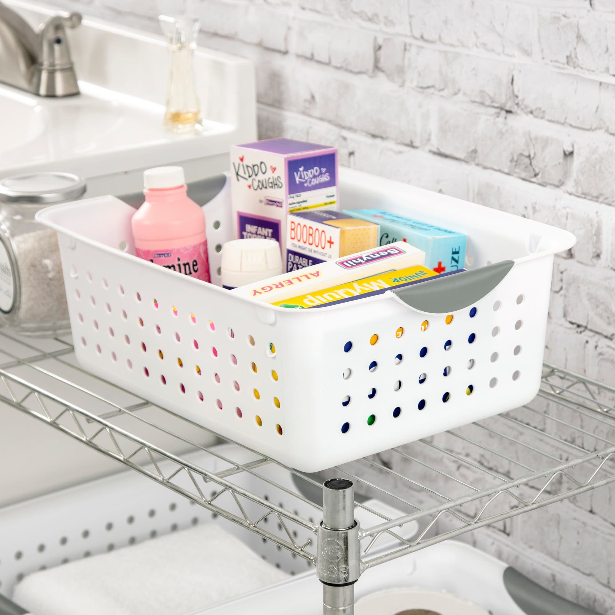 Sterilite Medium Ultra™ Basket / White basket with Titanium inserts $4.00 EACH, CASE PACK OF 6