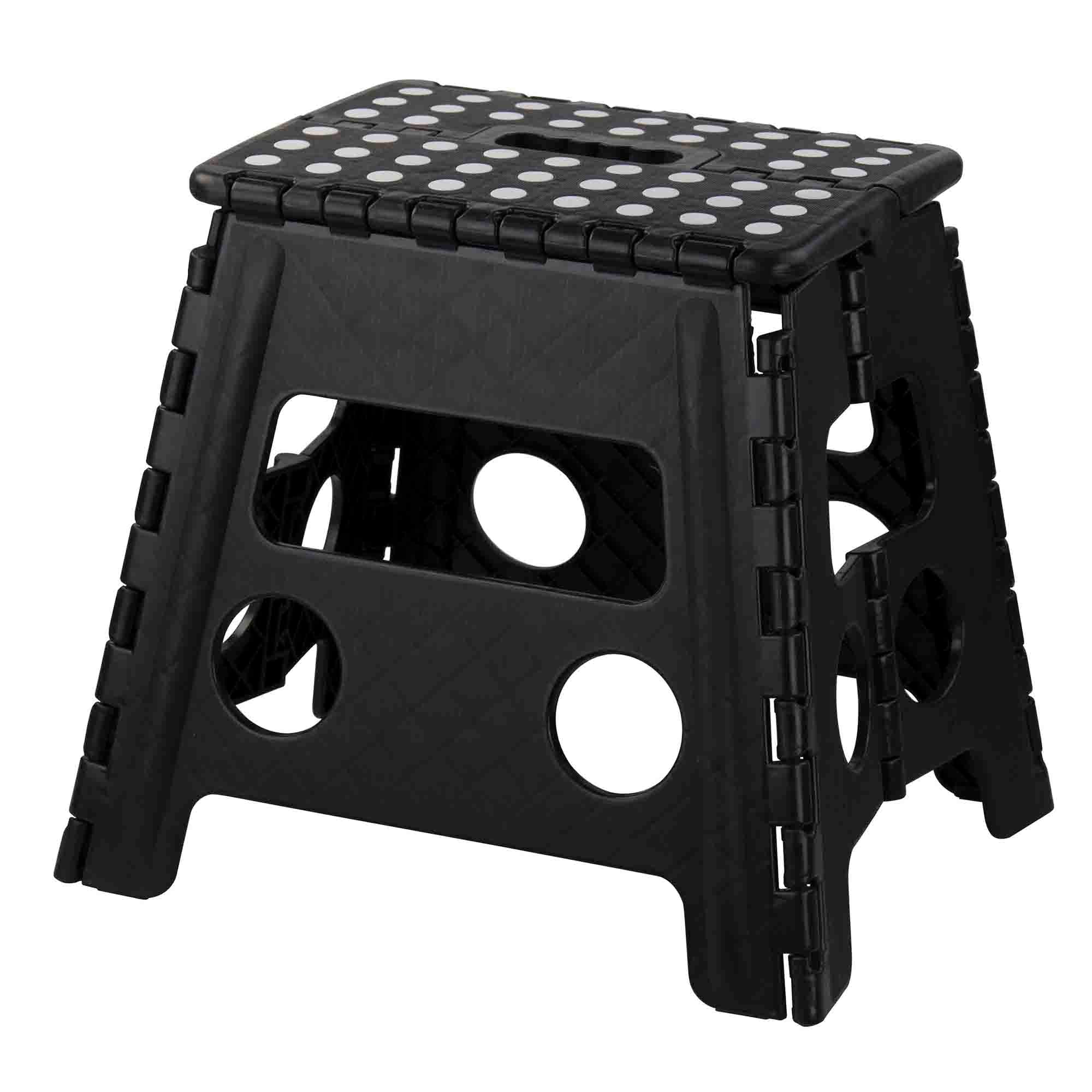 Home Basics Large Foldable Plastic Stool with Non-Slip Dots, Black $8.00 EACH, CASE PACK OF 12