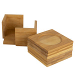Load image into Gallery viewer, Home Basics Natural Bamboo Square Coasters with Raised Edge, (Set of 6) $6.50 EACH, CASE PACK OF 12
