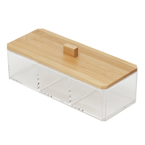 Home Basics Serene Large 3 Compartment Cosmetic Organizer with Bamboo Lid $8.00 EACH, CASE PACK OF 12