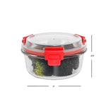 Load image into Gallery viewer, Home Basics 32oz. Round Glass Food Storage Container With Plastic Lid, Red $6.00 EACH, CASE PACK OF 12
