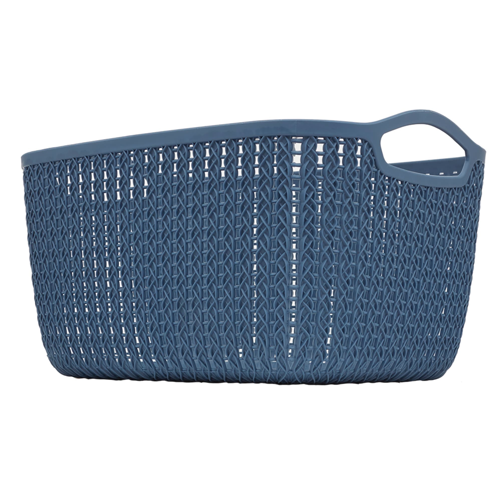 Home Basics 9L Crochet-Designed Plastic Basket, Blue $5.00 EACH, CASE PACK OF 12