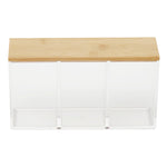 Load image into Gallery viewer, Home Basics Serene Medium 3 Compartment Cosmetic Organizer with Bamboo Lid $8 EACH, CASE PACK OF 12
