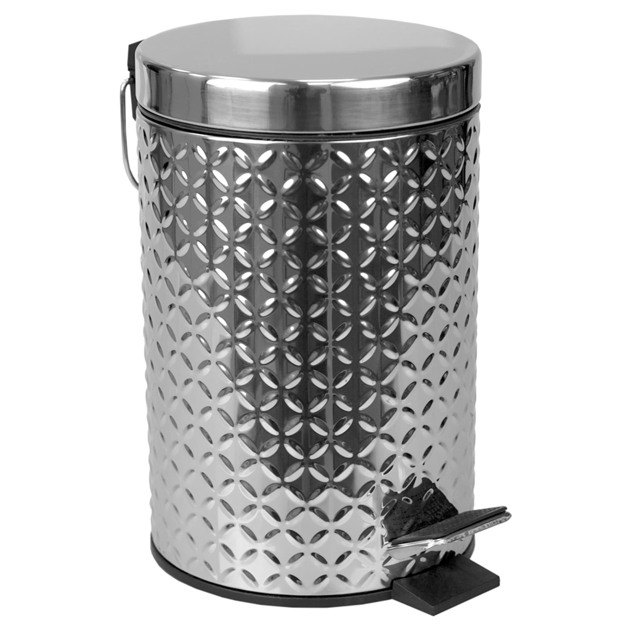 Home Basics Embossed Stainless Steel  3 Lt  Waste Bin, Silver $10.00 EACH, CASE PACK OF 6