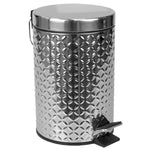 Load image into Gallery viewer, Home Basics Embossed Stainless Steel  3 Lt  Waste Bin, Silver $10.00 EACH, CASE PACK OF 6

