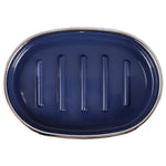 Load image into Gallery viewer, Home Basics Skylar Oval Ridged ABS Plastic Soap Dish, Navy $3.00 EACH, CASE PACK OF 12
