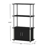 Load image into Gallery viewer, Home Basics 4 Tier Storage Shelf with Cabinet, Black $40.00 EACH, CASE PACK OF 1
