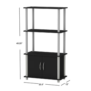 Home Basics 4 Tier Storage Shelf with Cabinet, Black $40.00 EACH, CASE PACK OF 1