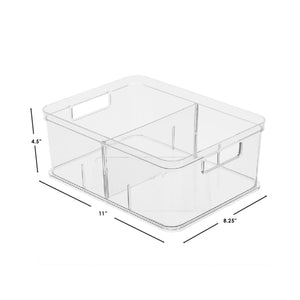 Home Basics Plastic Storage Bin With Divider, Clear $6.50 EACH, CASE PACK OF 12
