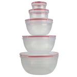 Load image into Gallery viewer, Home Basics 10 Piece Locking Round Plastic Food Storage Containers with Snap-On Lids, Red $8 EACH, CASE PACK OF 6
