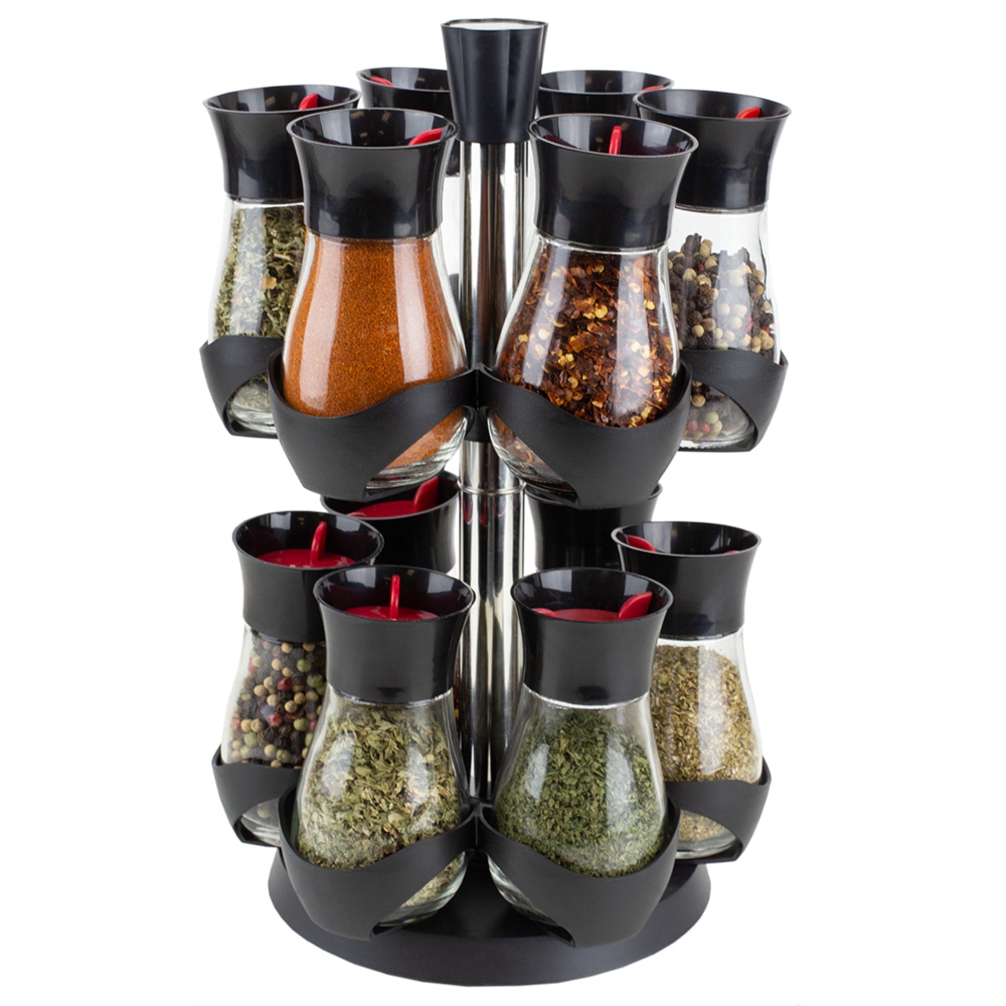 Home Basics Contemporary Gourmet Revolving 12-Jar Two Tier Spice Rack, Black $20.00 EACH, CASE PACK OF 4