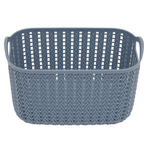 Home Basics 3L Crochet-Designed Plastic Basket, Blue $2.00 EACH, CASE PACK OF 24