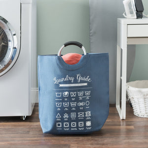 Home Basics Laundry Guide Canvas Hamper Tote with Soft Grip Handles, Navy $12 EACH, CASE PACK OF 6