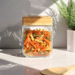 Load image into Gallery viewer, Home Basics 42 oz Square Glass Canister with Bamboo Lid

 $4.00 EACH, CASE PACK OF 12
