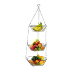 Load image into Gallery viewer, Home Basics  3 Tier Wire Hanging Round Fruit Basket, Chrome $8.00 EACH, CASE PACK OF 12
