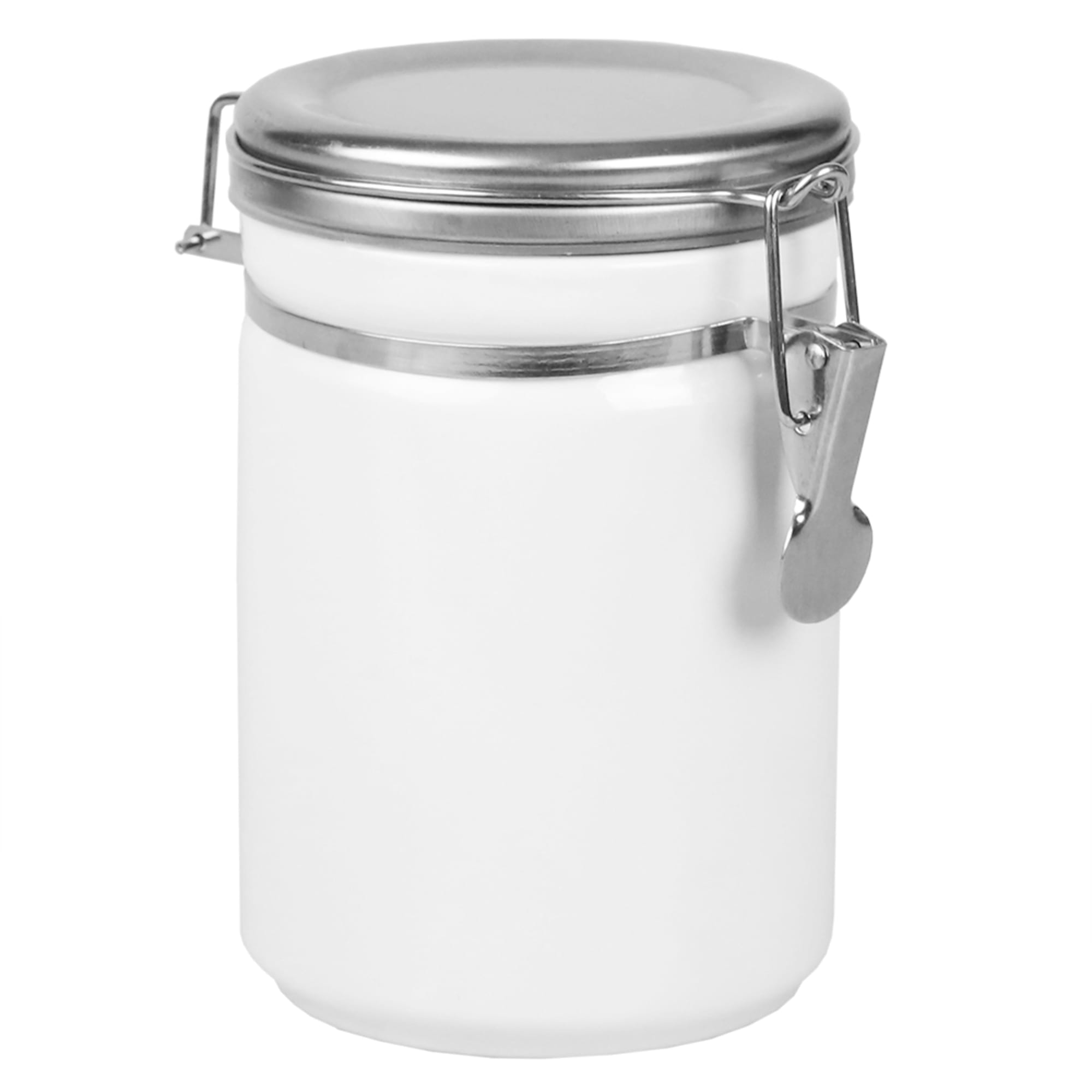 Home Basics 40 oz. Canister with Stainless Steel Top, White $7 EACH, CASE PACK OF 8