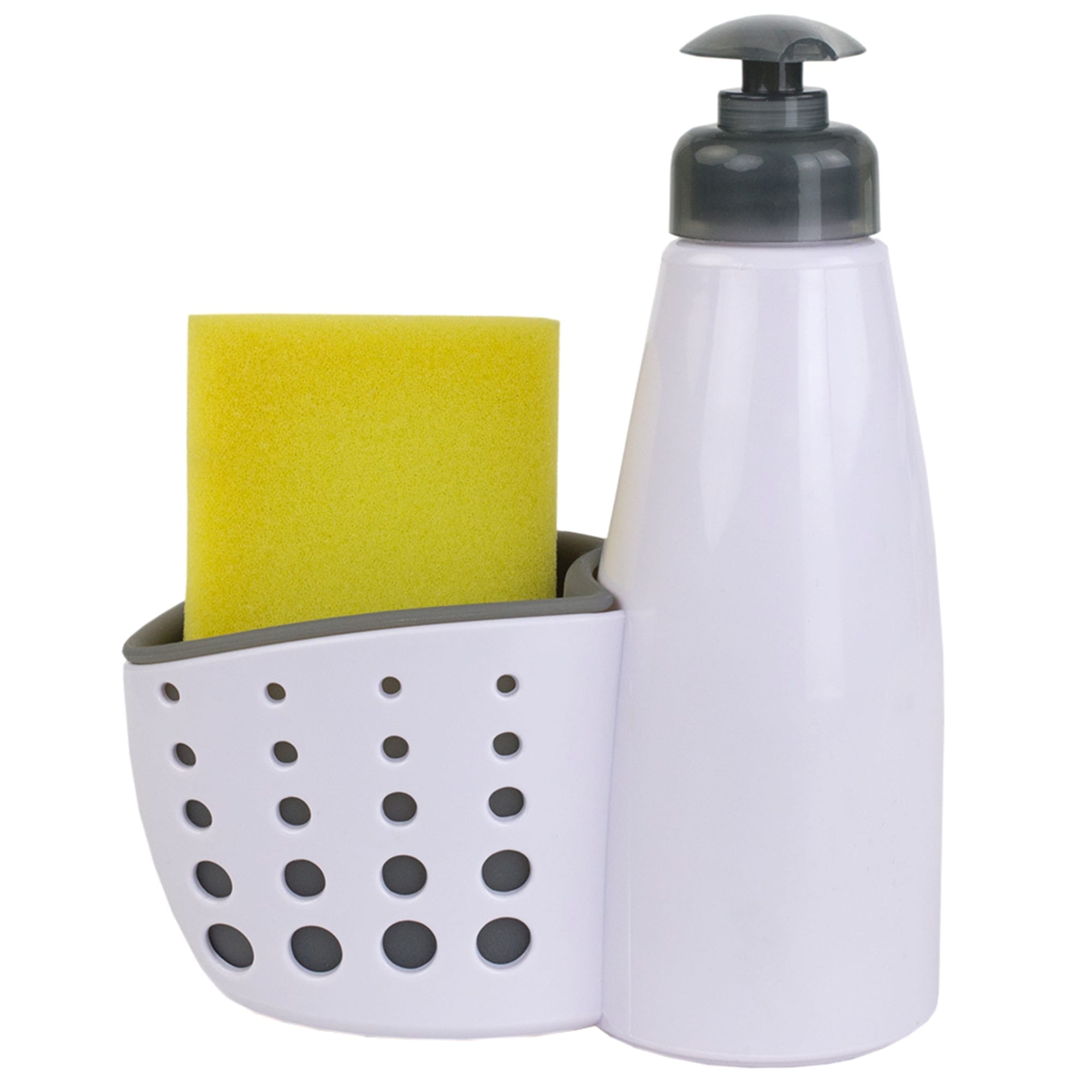 Home Basics Soap Dispenser with Sponge Holder, White
