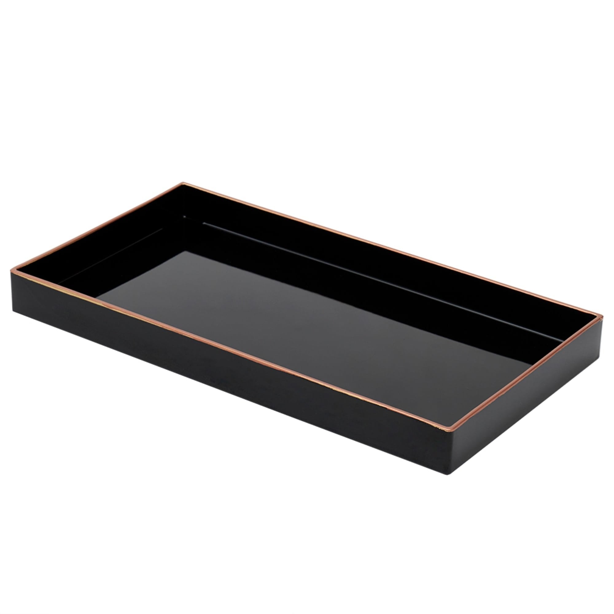 Home Basics 7" x 14" Decorative Vanity Tray with Contrasting Gold Trim, Black $5.00 EACH, CASE PACK OF 8