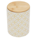 Load image into Gallery viewer, Home Basics Vescia Medium Ceramic Canister with Bamboo Top $6.00 EACH, CASE PACK OF 12
