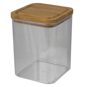 Home Basics BPA-Free Square Plastic 1.7 LT Canister with Air-Tight Silicone Sealed Bamboo Lid $6.00 EACH, CASE PACK OF 12