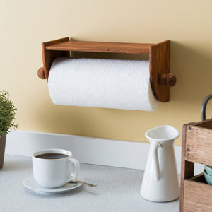 Home Basics Quick Install Rustic Pine Wood Wall Mounted Paper Towel Holder with Flat Top, Brown $5.00 EACH, CASE PACK OF 12