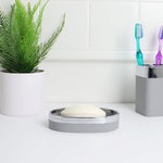 Load image into Gallery viewer, Home Basics Skylar Oval Ridged ABS Plastic Soap Dish, Grey $3.00 EACH, CASE PACK OF 12
