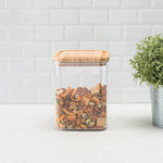 Load image into Gallery viewer, Home Basics BPA-Free Square Plastic 1.7 LT Canister with Air-Tight Silicone Sealed Bamboo Lid $6.00 EACH, CASE PACK OF 12
