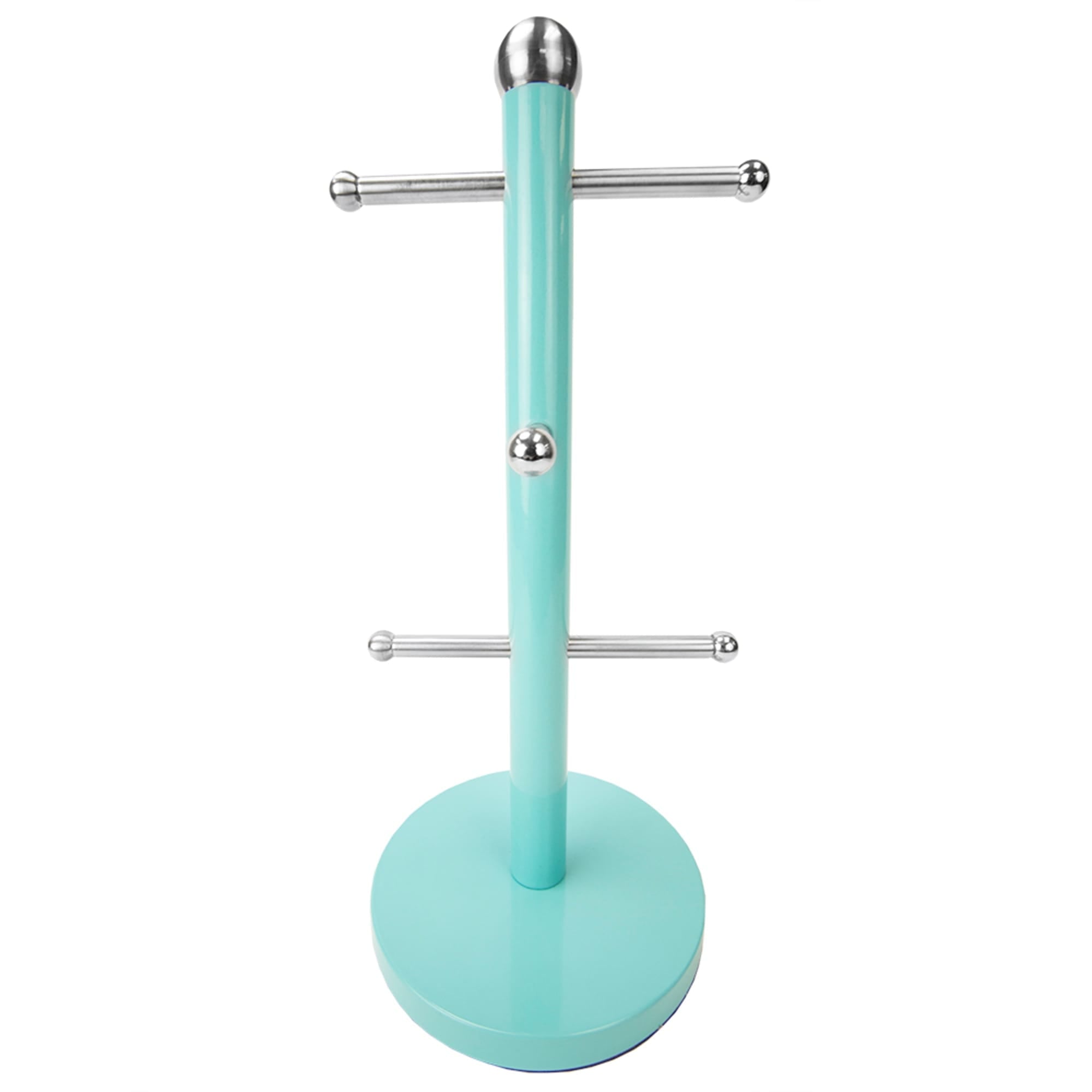 Home Basics Turquoise Collection  6 Cup Steel Mug Tree Holder Stand with Rounded Silver Ends $6.50 EACH, CASE PACK OF 6