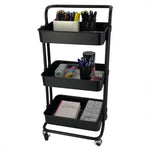 Load image into Gallery viewer, Home Basics 3 Tier Rolling Utility Cart with 2 Locking Wheels, Black $25.00 EACH, CASE PACK OF 3

