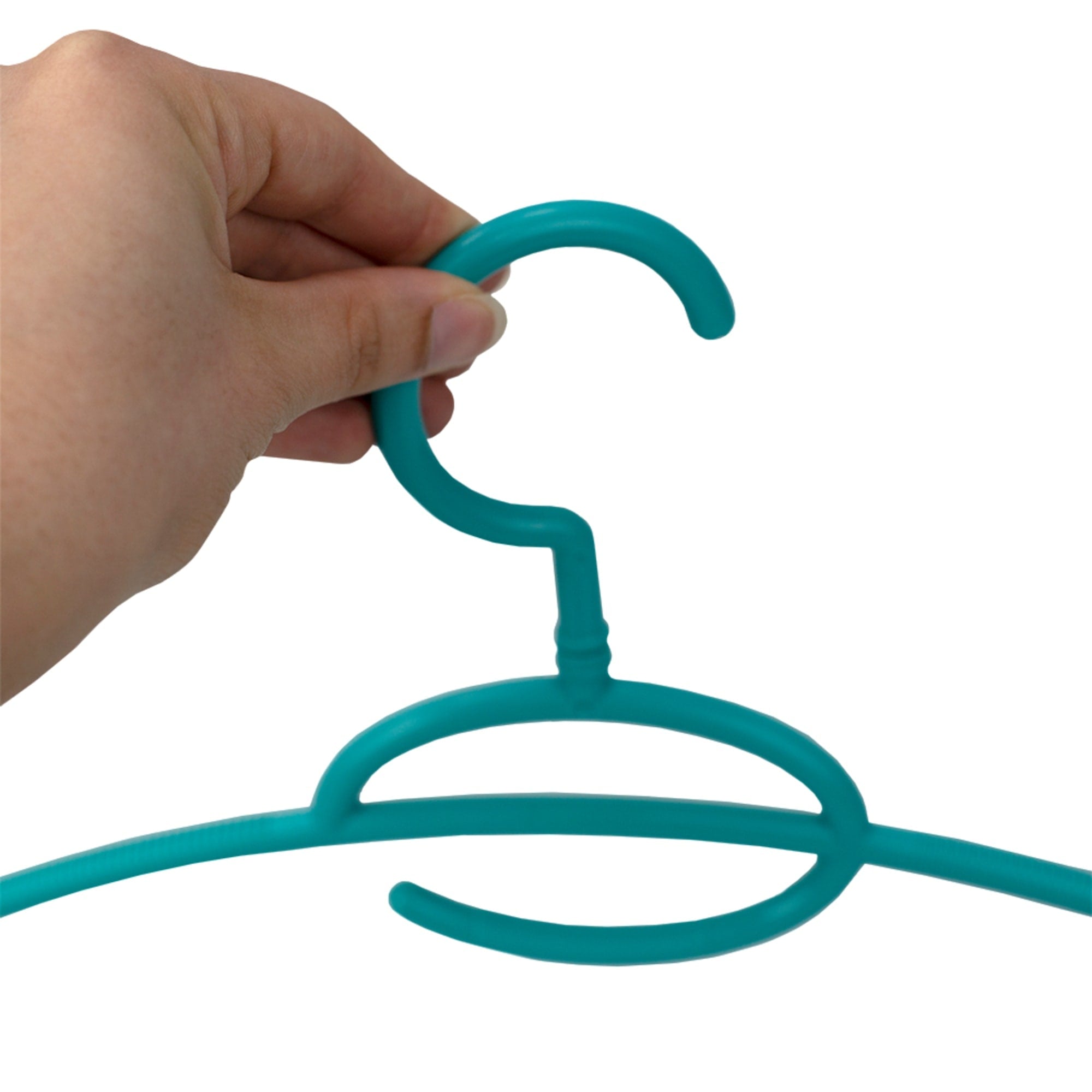 Home Basics Tubular Plastic Hanger with Concave Sides and Center Accessory Hook, (Pack of 10), Turquoise $5.00 EACH, CASE PACK OF 12