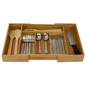 Home Basics Expandable Bamboo Cutlery Tray, Natural $12.00 EACH, CASE PACK OF 6
