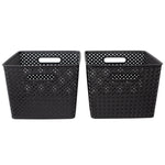 Load image into Gallery viewer, Home Basics Triple Woven 14&quot; x 11.75&quot; x 8.75&quot; Multi-Purpose Stackable Plastic Storage Basket, (Pack of 2) - Assorted Colors
