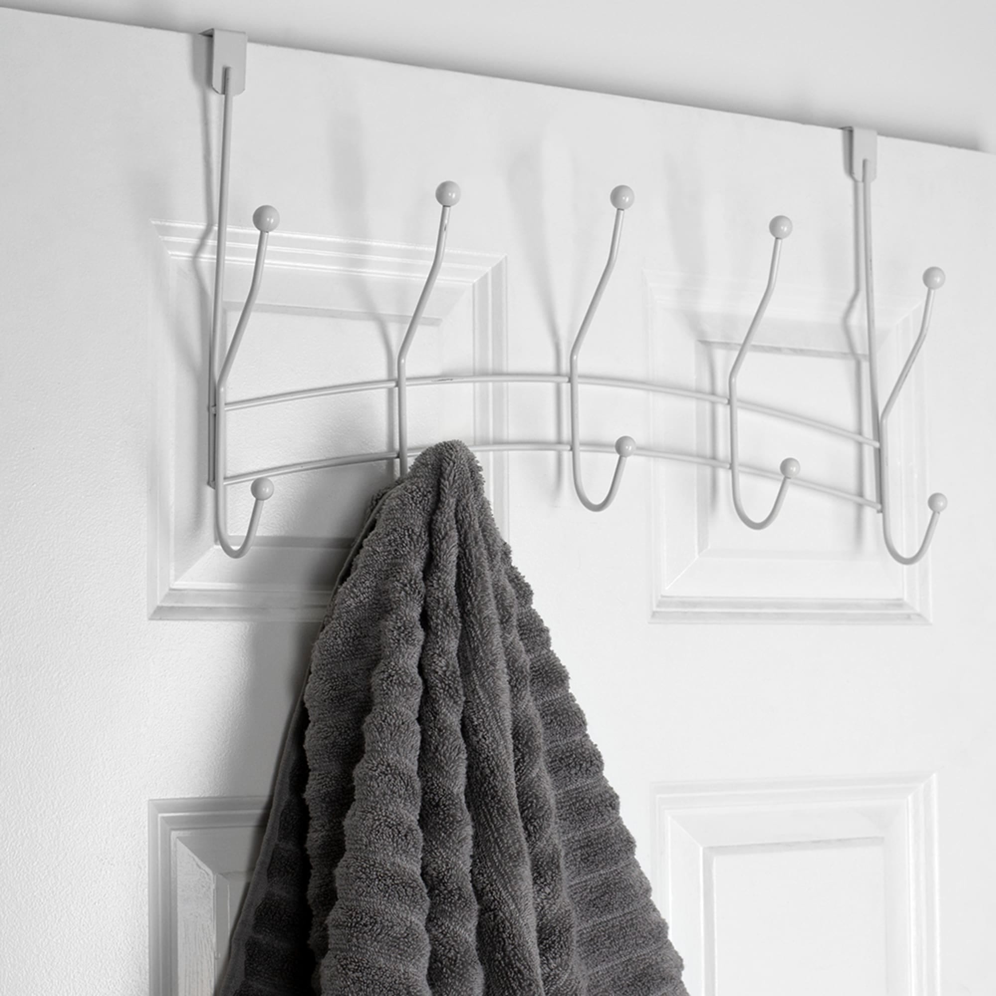 Home Basics Shelby 5 Hook Over the Door Hanging Rack, White $5.00 EACH, CASE PACK OF 12