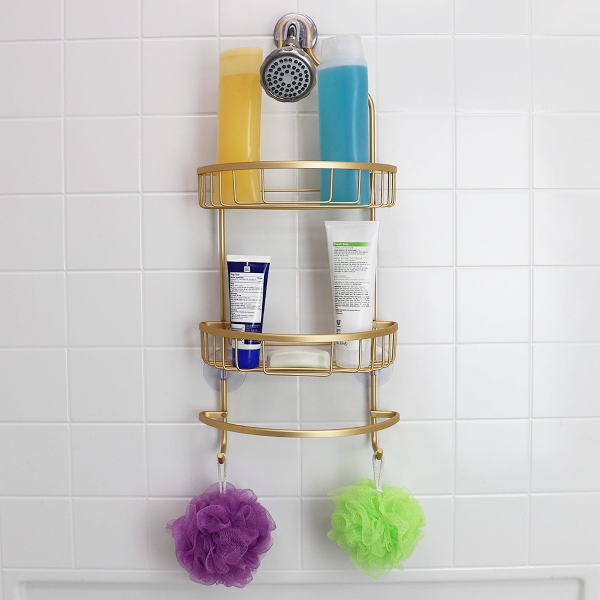 Rectangle Shower Caddy Shelf, Suction Cup, Aluminum Shower Organizer Corner