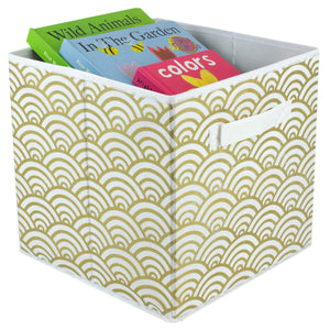 Home Basics Metallic Scallop Collapsible Non-Woven Storage Cube, Gold $3.00 EACH, CASE PACK OF 12